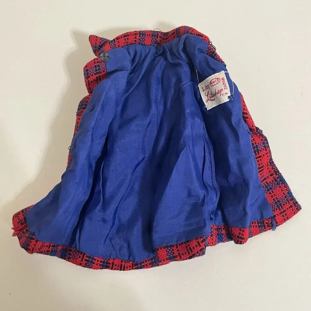 Vintage Remco Libby Littlechap Doll Clothes Red Plaid Coat and Skirt Japan